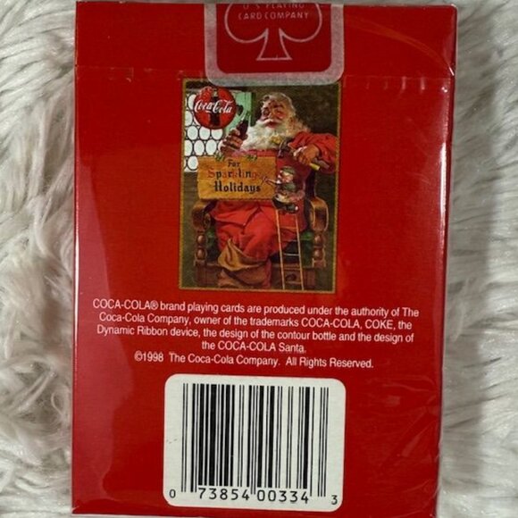 Vintage Coca-Cola Santa 'For Sparkling Holidays' Tin + 2 Decks of Playing Cards - Picture 7 of 13